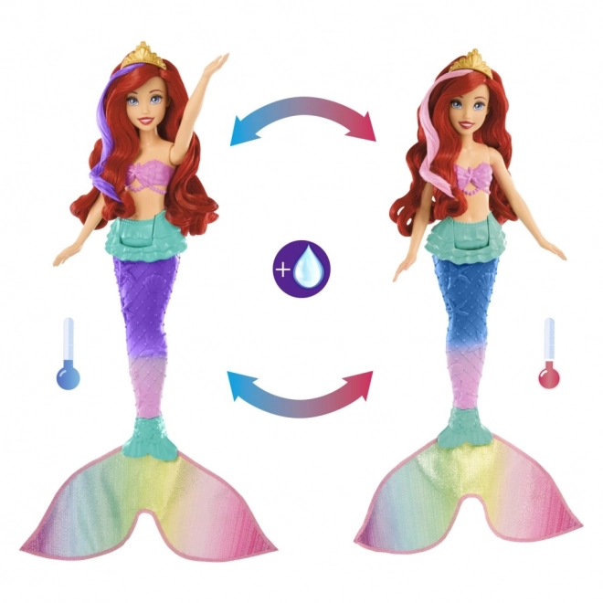 MATTEL Disney Prinsesse dukke Ariel lille havfrue svømmer, skifter farve