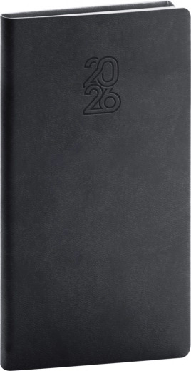 Lomme kalender 2026 sort 9 x 15,5 cm