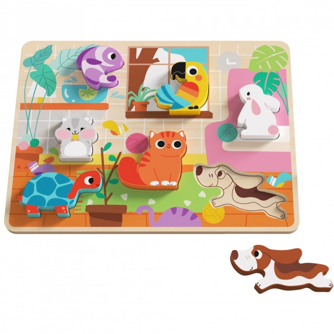 Tooky Toy træ Montessori puslespil med dyremotiver til hjemmet