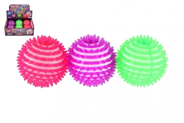 Massagebold antistress gummi 8cm med lys 6 stk i boks