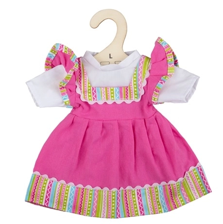 Bigjigs Toys Roza kjole med stribet kant til dukke – 38 cm