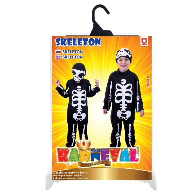 Børnekostume skelet med hat (M)