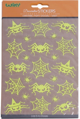 Selvlysende klistermærker edderkopper 25 × 14,4 cm halloween