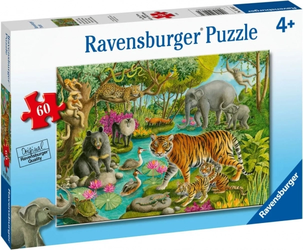 Ravensburger puslespil Dyrene i Indien 60 brikker