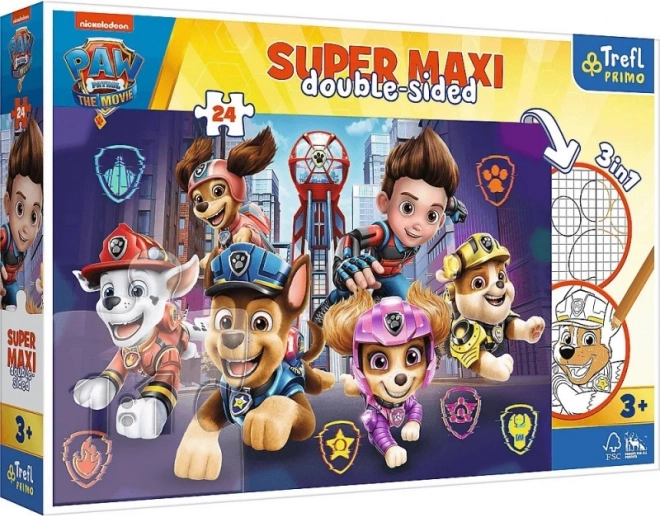 Puslespil Super Maxi 24 – PAW PATROL: THE MOVIE, dobbelt­sidet til farvelægning