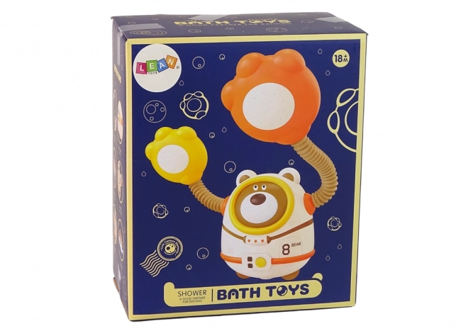 Sjov vandlegelegetøj til badet - kosmonaut bamse med batteridrevet brusebad