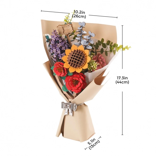 Træ 3D puslespil blomsterbuket Rowood