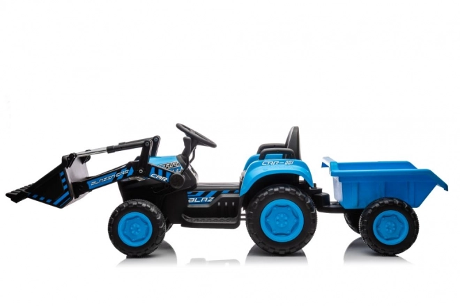 Elektrisk børnetraktor med skovl blå