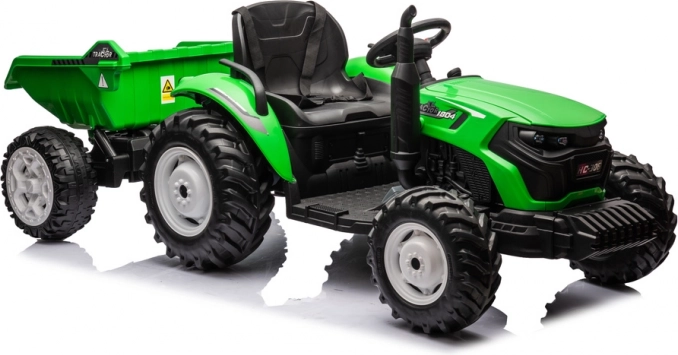 Batteridrevet traktor med trailer 24V lysegrøn
