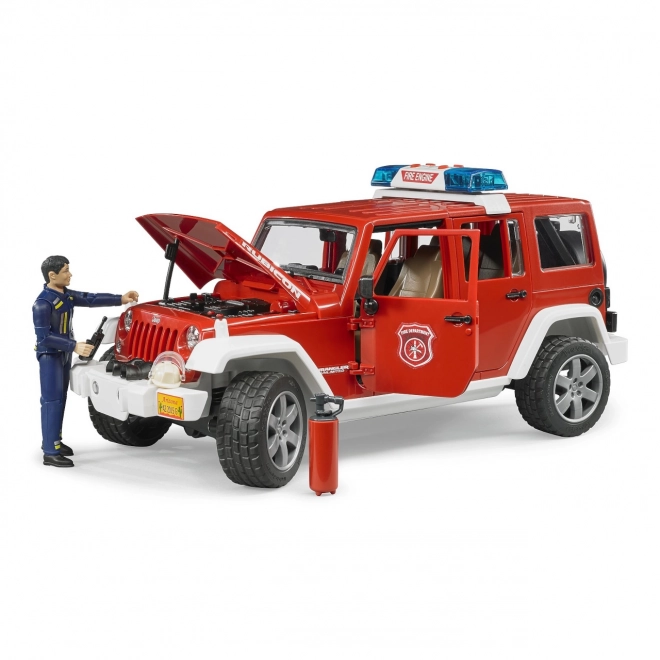 Bruder Rød brand JEEP WRANGLER med figur og tilbehør