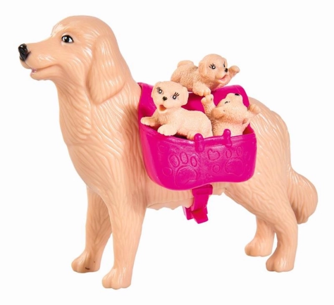 Dukken Eva med hund og hvalpe