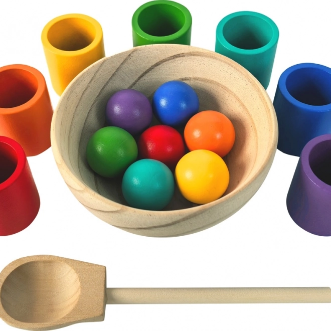 2Kids Toys regnbuekugler og kopper – Montessori-sæt med 7 farver