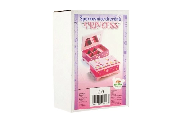 Smykkeskrin Princess spejl træ 17x7x11,5cm i kasse