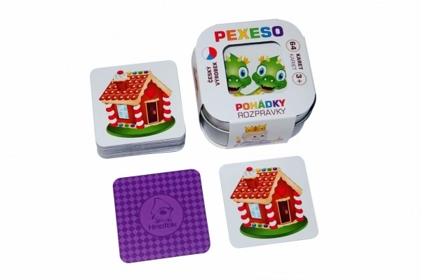 Pexeso Eventyr 64 kort selskabsspil i metalæske 6,5x6,5x4cm