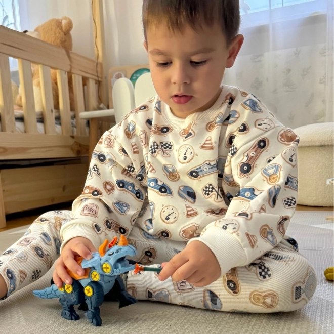 Woopie samlesæt dinosaurer til samling af 3 stk bygningssæt med kuffert og boremaskine med skruetrækker