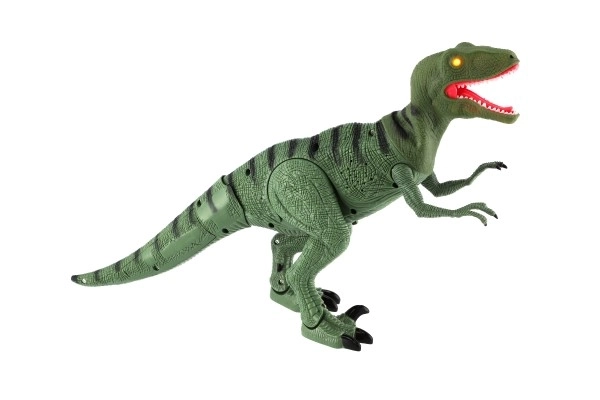 Dinosaurus gående IC velociraptor plast 50cm på batteri med lyd og lys i kasse 53x32,5x12cm