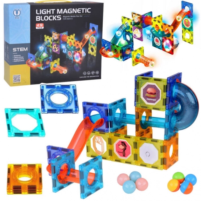 3D magnetiske klodser til børn Bygning lyser op kuglebane 49 elementer ZA5250