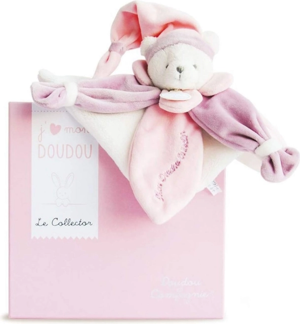 Doudou gavesæt – lyserød plysbamse krammeklud 24 cm