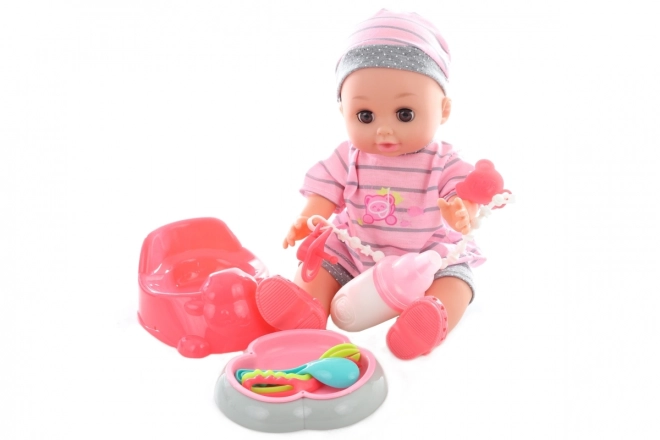 Babydukke tisser 28 cm med lyde og tilbehør