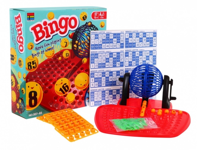 Børnespil Bingo 4+ Tal lotteri + Trækning med tromle + Kugler med tal + Kort chips