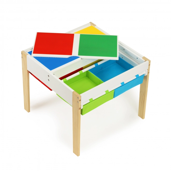 ECOTOYS Børneborde i træ med spilleplade og to stole