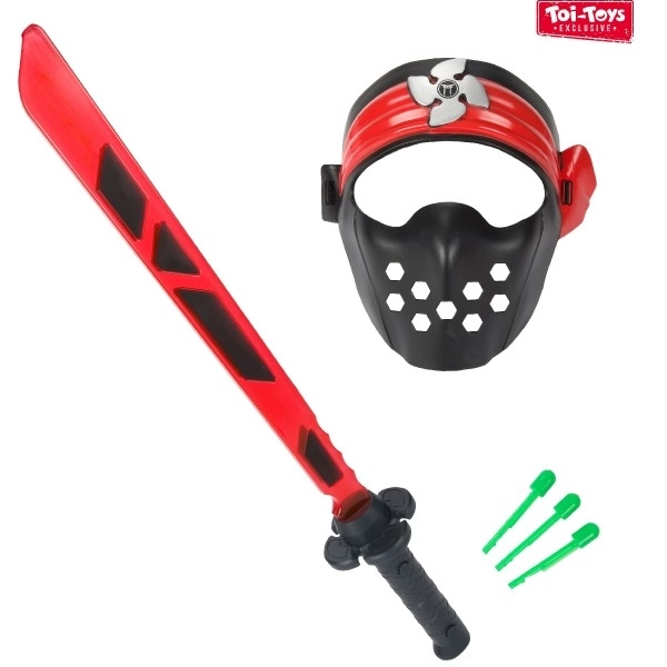 Ninja sæt sværd + maske + pile med lyd og lys