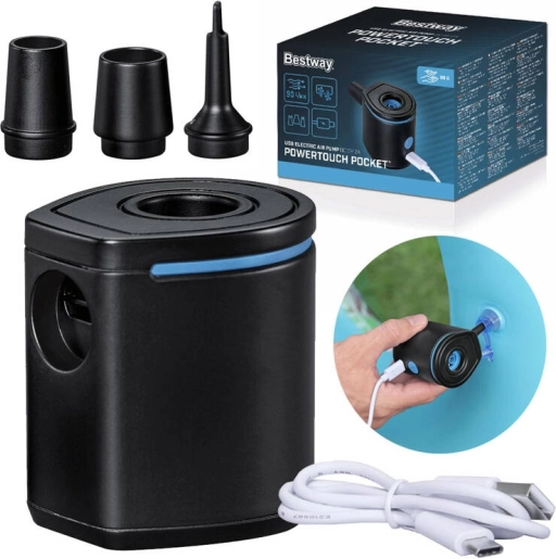 Bestway Powertouch Pocket USB lomme-elektrisk luftpumpe med mundstykker