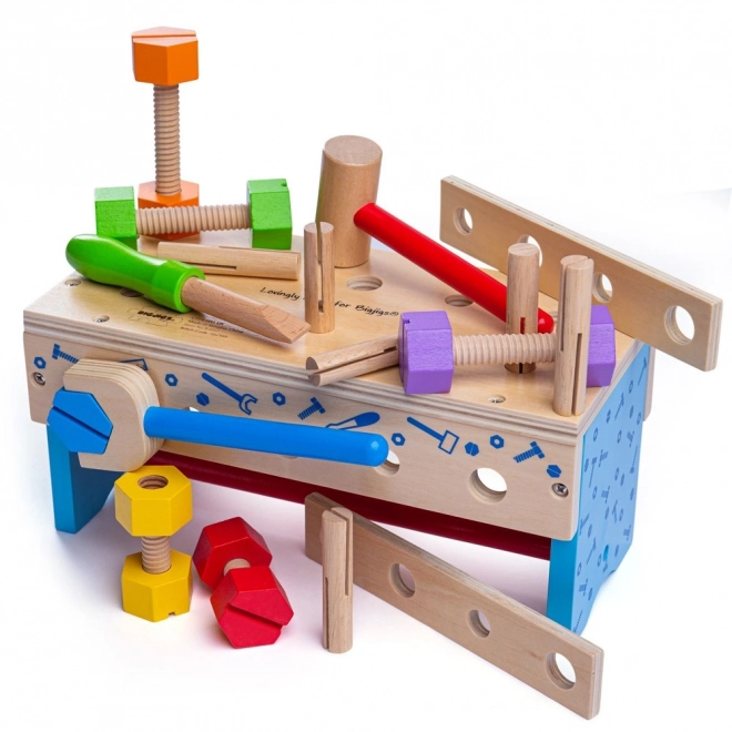 Træværksted og værktøjskasse 2i1 Bigjigs Toys
