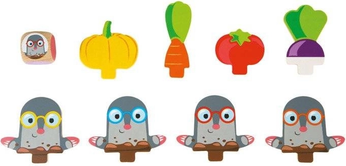 Farverige muldvarpefigurer