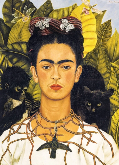 Puslespil Portræt af Frida Kahlo med torne-halskæde 1000 brikker