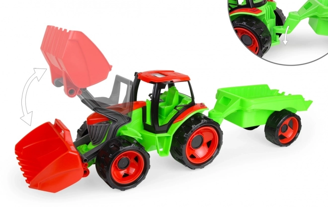 Traktor med skovl Giga Trucks med trailer plast 62cm