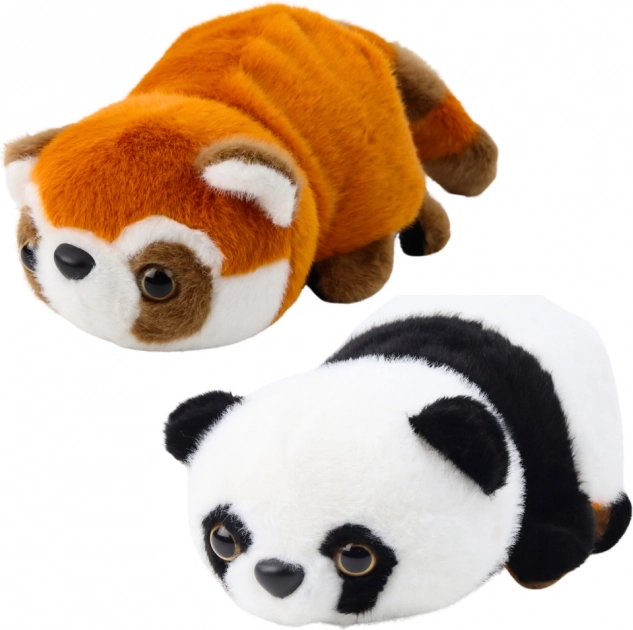 Plysdyr 2-i-1 – Panda rød og klassisk 22 cm