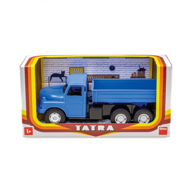 Auto lastbil Tatra 148 lad plastik 30cm blå i kasse 35x18x13cm