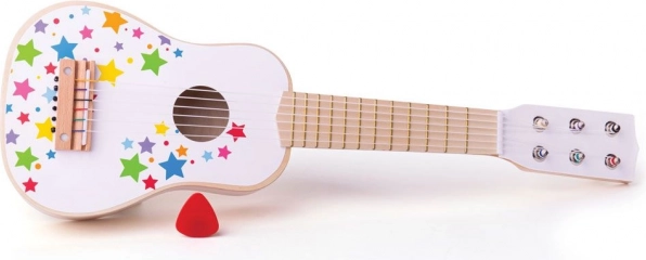 Træbørneguitar med stjernemotiv