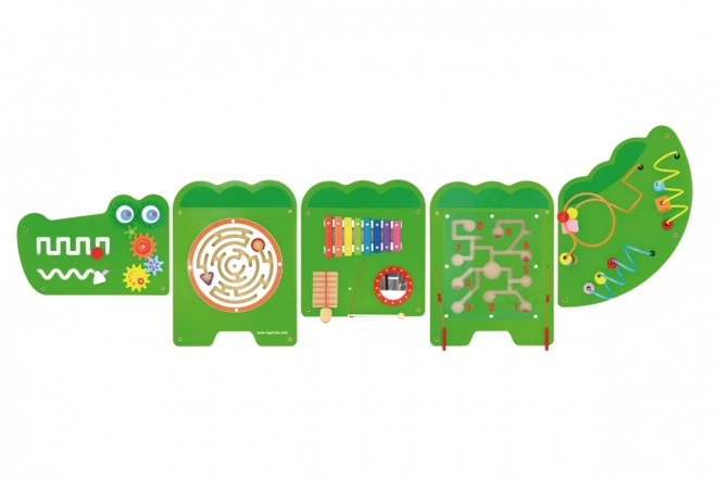 Trævægmonteret montessoripanel - krokodille