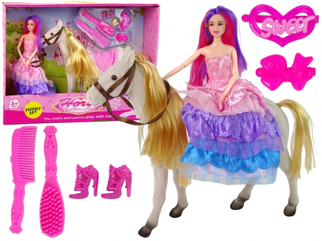 Marionet prinsesse med hvid hest