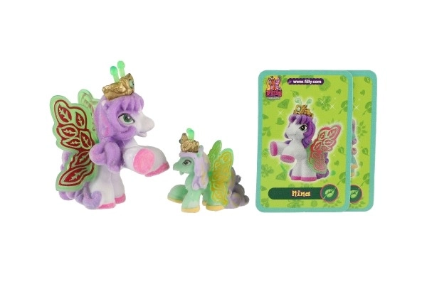 Filly Butterfly familie figurer 2 stk. plys med tilbehør mix af varianter på kort 17x16,5cm