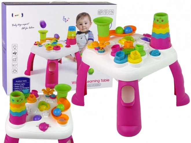 Interaktivt lærende bord med boldsortering Slide Pink