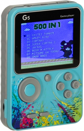 Bærbar retro spilkonsol mini – 500 spil, blå