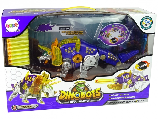 Dinobots robot skydeleg Fiolett Triceratops med mål