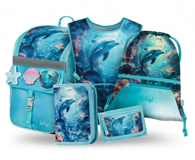 Baagl sæt af skolemateriel Zippy Delfin