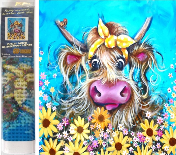 NORIMPEX diamantmaleri – ko med sløjfe 30 × 40 cm