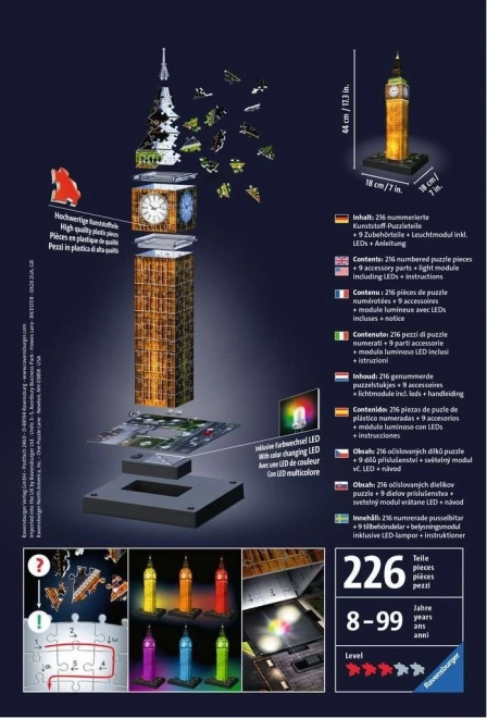 Puslespil 216 brikker 3D Big Ben Nat