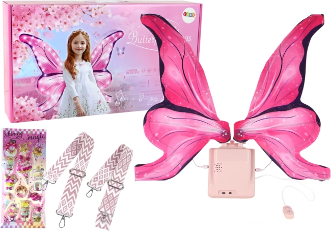 Sommerfuglefe-vinger LED Melodier Pink Sæt