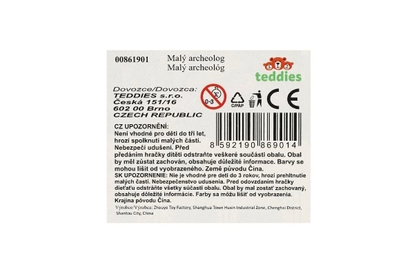Lille arkæolog dinosaur fossile plast 2 farver i blister 12,5x19x5cm 12stk i æske