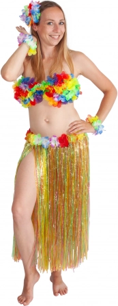 Hawaiisk nederdel 72 cm voksen farverig