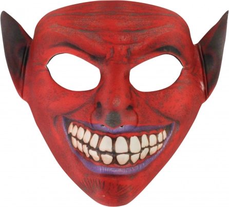 Tekstilmaske med djævlemotiv til karneval og Halloween