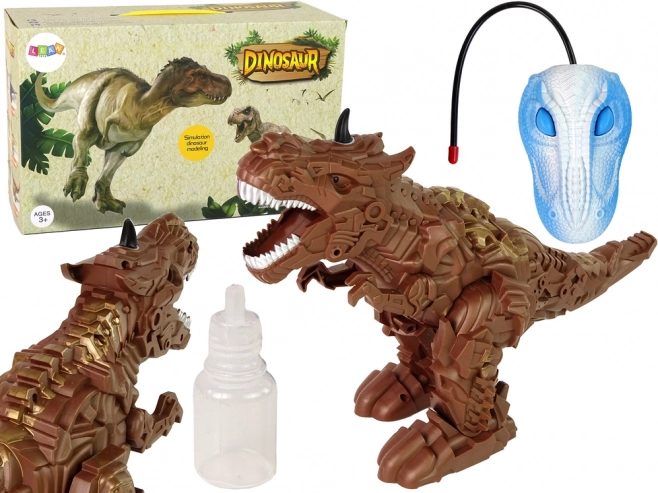 RC dinosaur med damp, projektor samt lyd- og lyseffekter – brun
