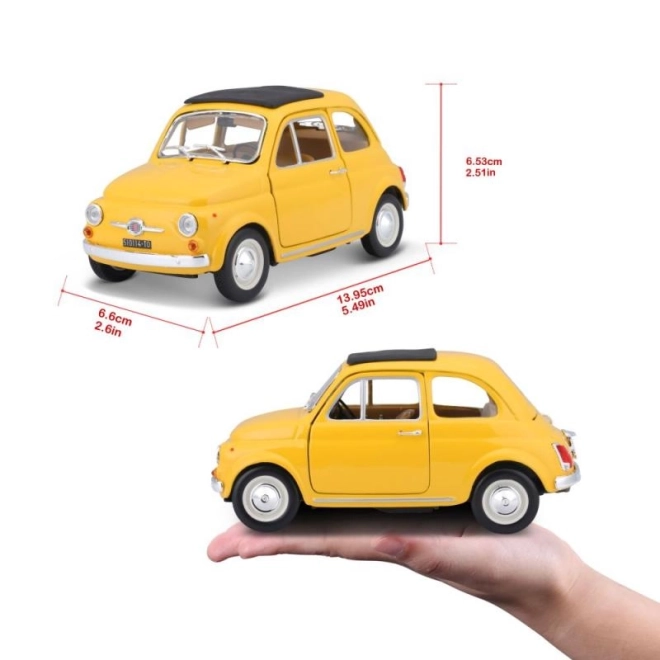 Bburago model bil Fiat 500 F 1965 gul 1:24