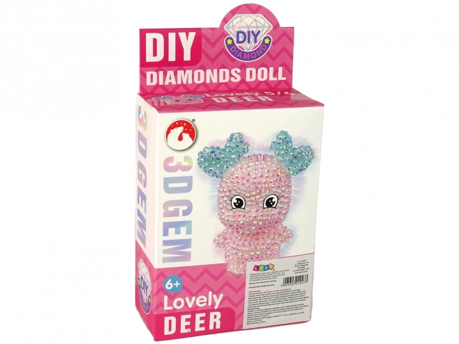 Kreativt sæt DIY pink diamant rensdyr 3D vedhæng med krystaller